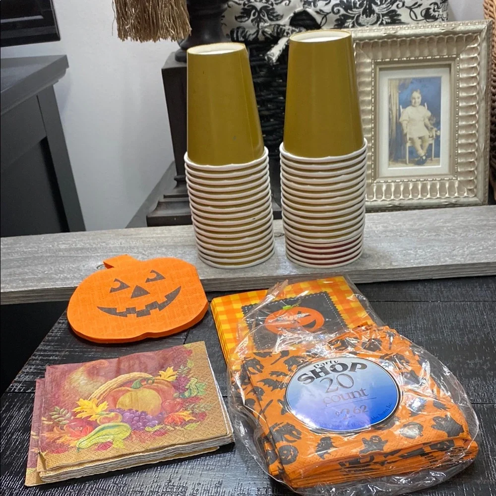 Fall Halloween Thanksgiving Party Cups & Napkins!